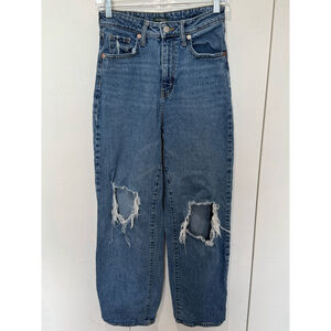 Women's Wild Fable high rise baggy Jeans Size 2/26R Blue Distressed ripped